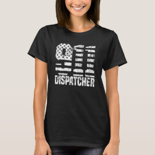 Dispatcher US-Flagge - Dünne goldene Linie Polizei T-Shirt