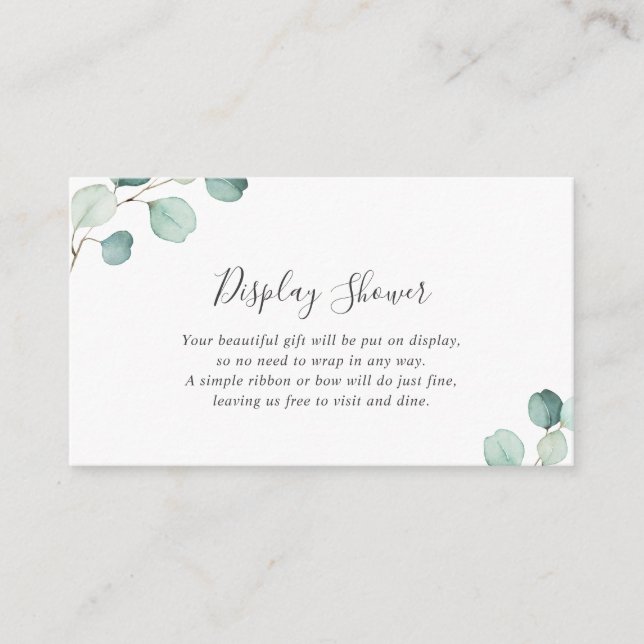 Display Dusche Grüne Eucalyptus Baby Dusche Begleitkarte (Vorderseite)