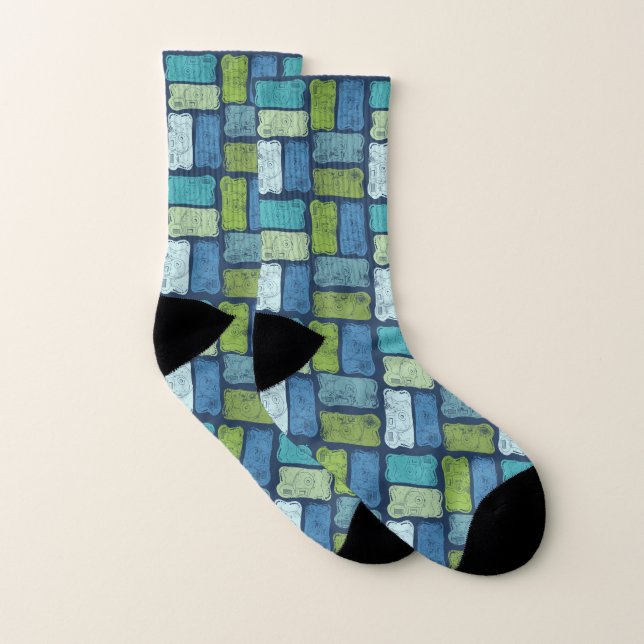 Disposable Cameras Blues and Greens Patterned Socken (Paar)