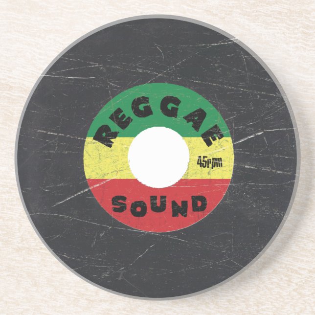 Disque de reggae - dessous de verre de grès (Devant)