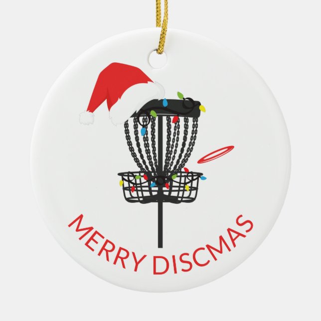 Disque Golf Santa Hat Noël Ornement en céramique (Devant)