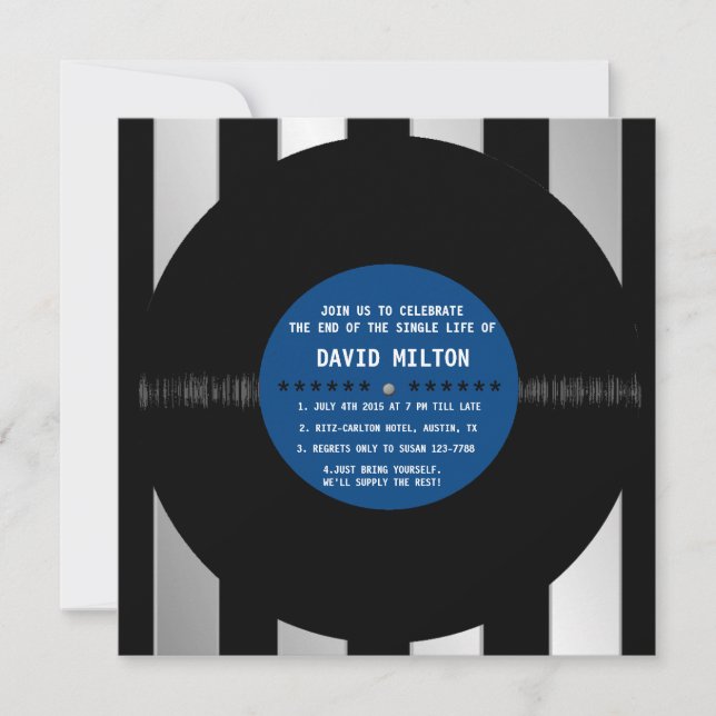 Disque vinyle rétro - Cartes d'invitation pour ent (Devant)