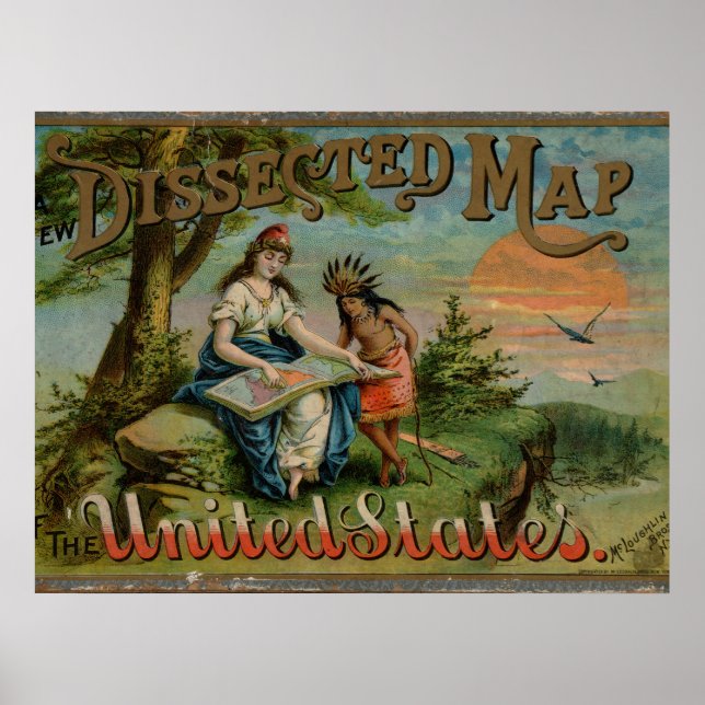 Dissected Map ,United Staaten, Vintag Poster (Vorne)