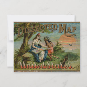 Dissected Map ,United Staaten, Vintag Postkarte