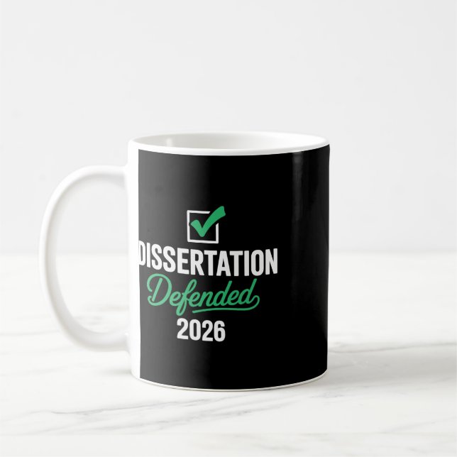 Dissertation 2026 für PhD Edd Doktortitel verteidi Kaffeetasse (Links)
