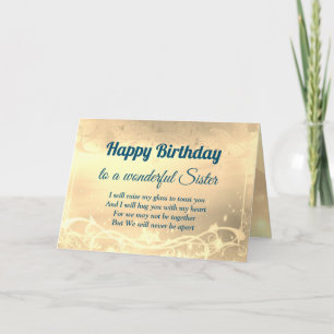 Distance Bonne carte de soeur anniversaire