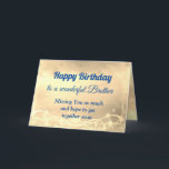 Distance Happy Birthday Brother Card Karte<br><div class="desc">Luxus Gold Distance Glückwunsch Geburtstag Bruder personalisierte Grußkarte.</div>