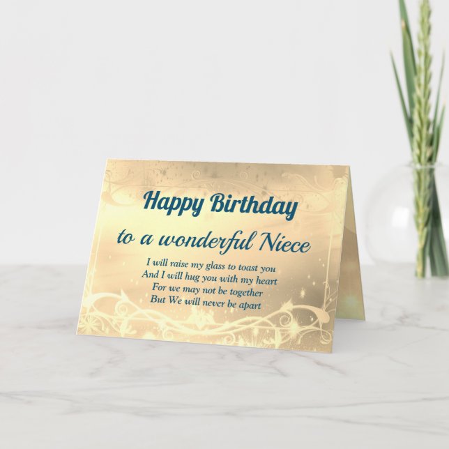 Distance Happy Birthday Niece Card Karte (Vorderseite)