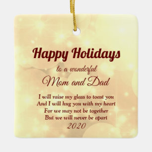 Distance Happy Holidays Mama und Vater Keramikornament
