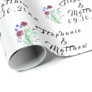 Distel Blumen Braut und Bräutigam Namen Hochzeit Geschenkpapier