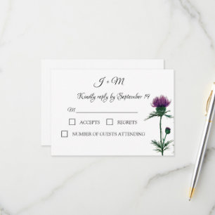Distel Blumen Schottische Aquarell Hochzeit RSVP Karte