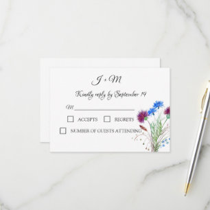 Distel Blumen Schottische Aquarell Hochzeit RSVP Karte
