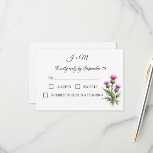Distel Blumen Schottische Aquarell Hochzeit RSVP Karte