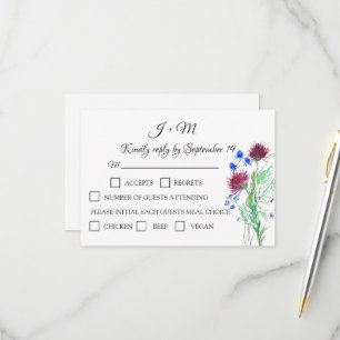 Distel Blumen Schottische Aquarell Hochzeit RSVP Karte