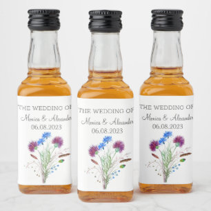 Distel Blumen Schottische Aquarell Hochzeitsfeier Alkoholflaschenetikett