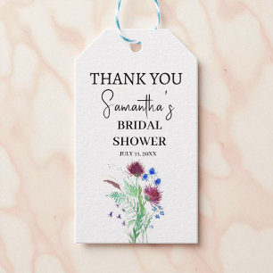 Distel Lila Blumen Schottisch Boho Braut Dusche Geschenkanhänger