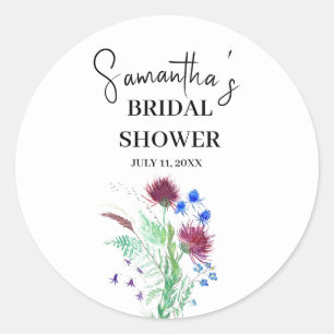 Distel Lila Blumen Schottisch Boho Brautparty Runder Aufkleber