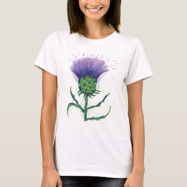 Distel mit einer Drehung von Tartan T-Shirt (Vorderseite)