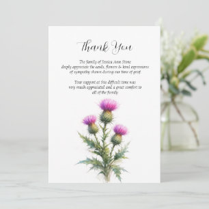 Distel Mitgefühl Florales Beerdigungs-Dankeschön Einladung