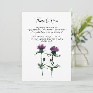 Distel Mitgefühl Florales Beerdigungs-Dankeschön  Einladung