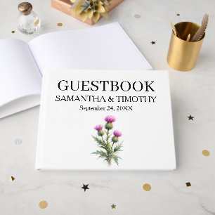 Distel Schottische Aquarell-Blumenhochzeit Gästebuch