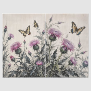 Distel und Schmetterlinge Seidenpapier