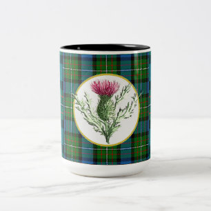 DistelKaffeetasse mit Ferguson-Clan Tartan Zweifarbige Tasse