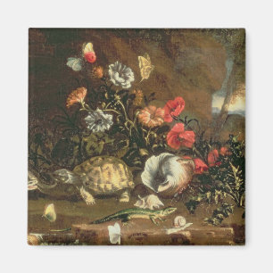 Disteln, Blumen, Reptilien und Schmetterlinge dazu Magnet