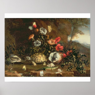 Disteln, Blumen, Reptilien und Schmetterlinge dazu Poster