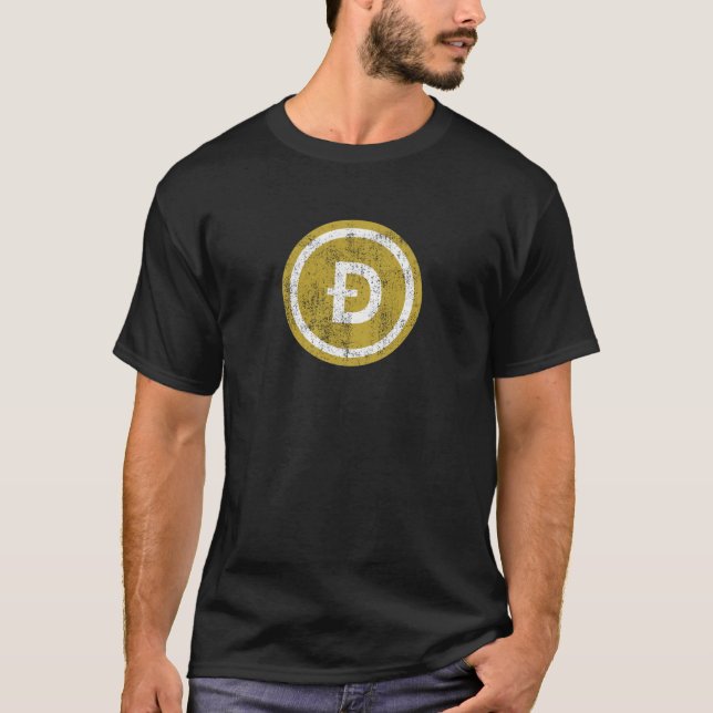 Distresiertes Dogecoin-Logo - T - Shirt von Münzbi (Vorderseite)