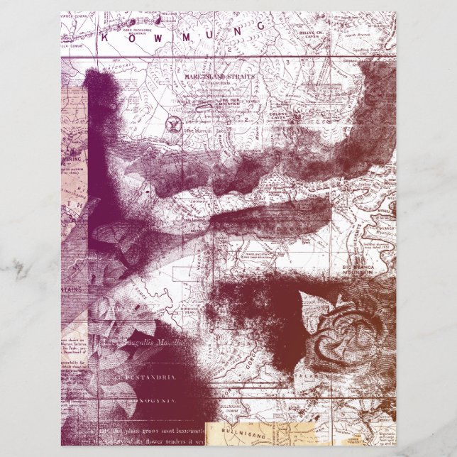 Distresiertes Vintag Map Journal-Skript (Vorderseite)
