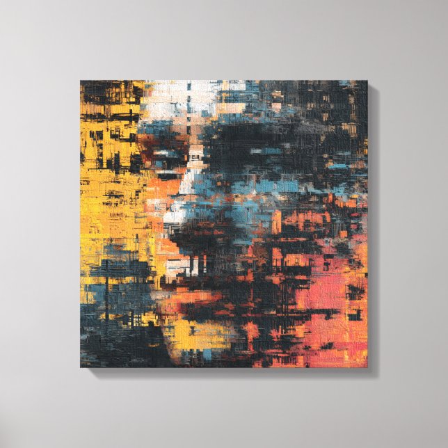 Distressed Abstract Expressionism Teal and White Leinwanddruck (Vorderseite)