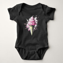Distressed Abstract Pink Ice Cream Splatter Baby Strampler