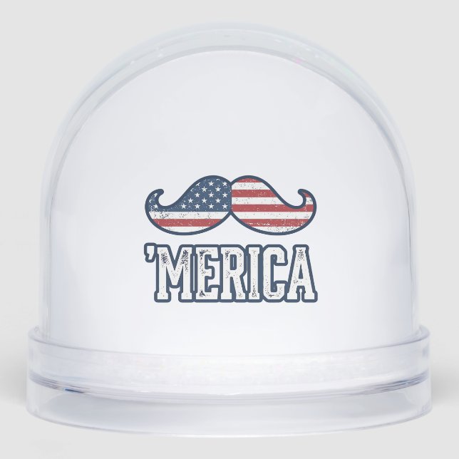 Distressed America Mustache Patriotic Vector Desig Schneekugeln (Vorderseite)