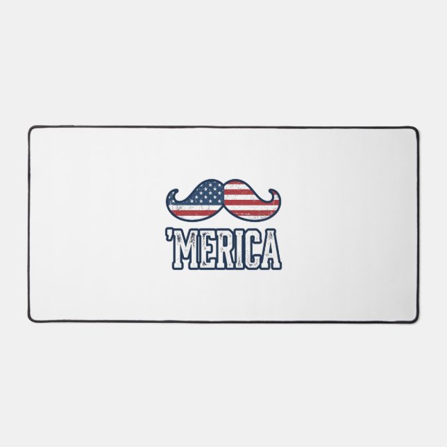 Distressed America Mustache Patriotic Vector Desig Schreibtischunterlage (Vorderseite)
