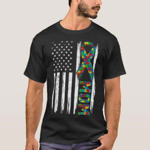 Distressed American Flag Autism Mom Family Matchin T-Shirt