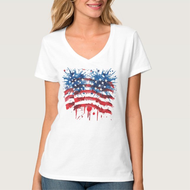 Distressed American Flag Christian Scripture Tee (Vorderseite)