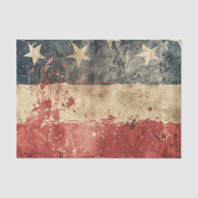 Distressed American Patriotic USA Flag Seidenpapier (Vorderseite)