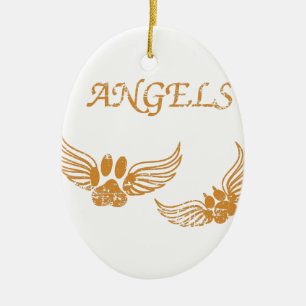 Distressed Angel Pet Paws Keramikornament