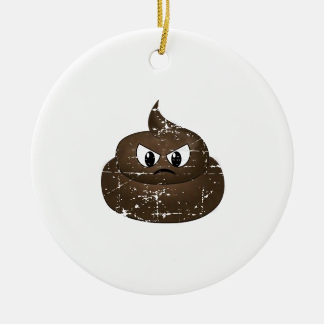 Distressed Angry Cartoon Poop Keramikornament (Vorne)