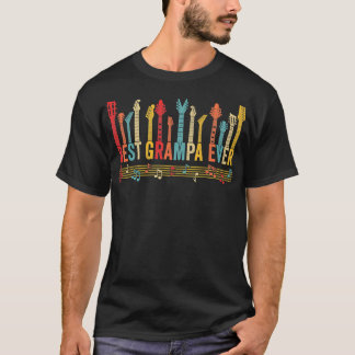 Distressed Best Grampa Ever Daddy Guitar Fathers D T-Shirt