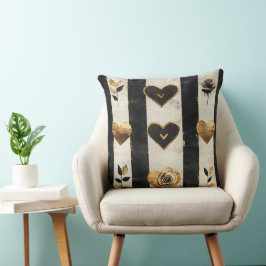 DISTRESSED BLACK GOLD WHITE VALENTINE THEMA KISSEN