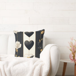 DISTRESSED BLACK GOLD WHITE VALENTINE THEMA KISSEN