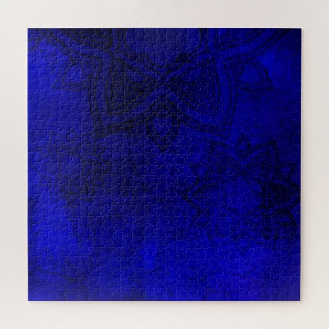 Distressed Blue Mandala Pattern (Horizontal)