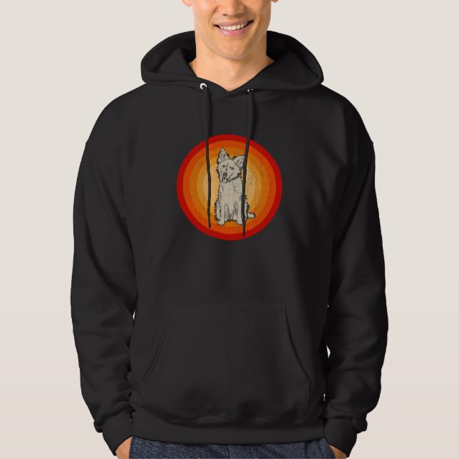 Distressed Border Collie Dog  Retro Style Hoodie (Vorderseite)