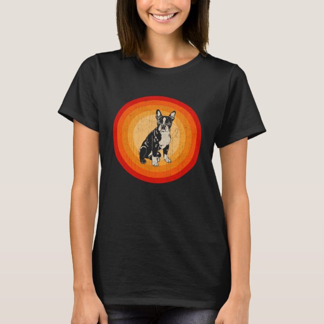 Distressed Boston Terrier  Retro Style T-Shirt (Vorderseite)