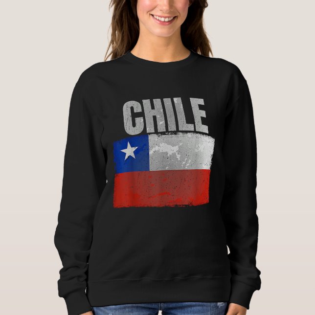 Distressed Chile Flag Graphic for Men Women Hispan Sweatshirt (Vorderseite)