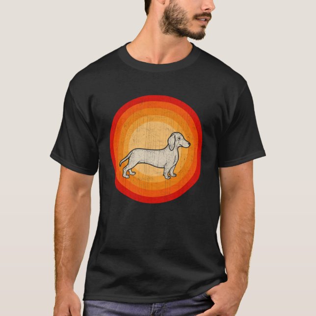 Distressed Dachshund Dog  Retro Style T-Shirt (Vorderseite)