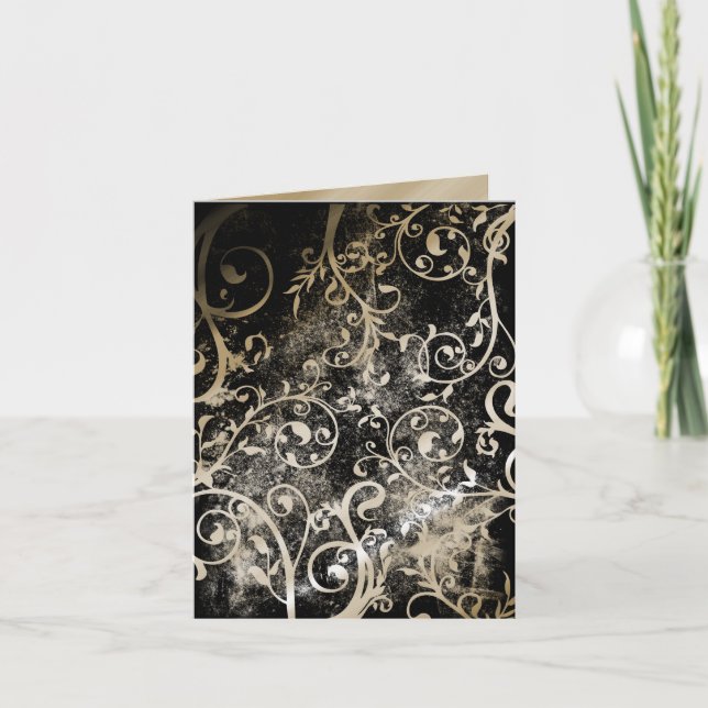 Distressed Damask Gothic Grunge Wedding RSVP Einladung (Vorderseite)