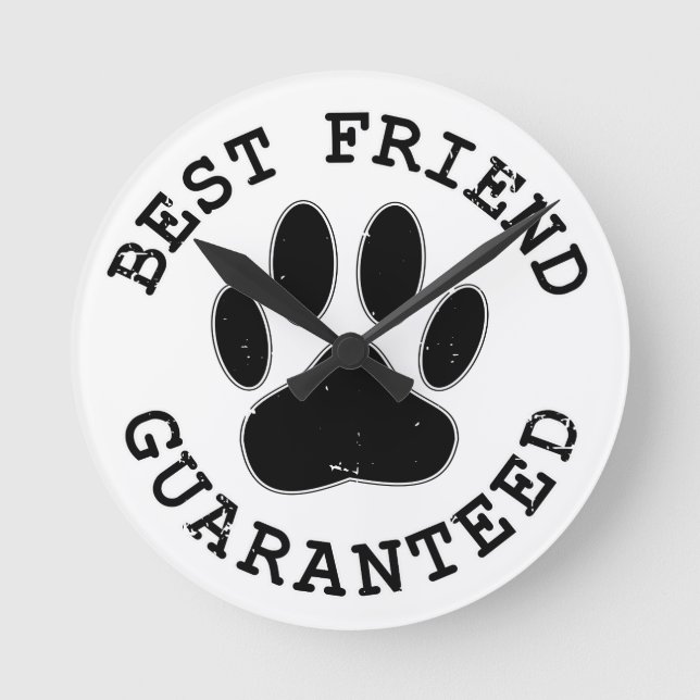 Distressed Dog Paw Best Friend Guaranteed Runde Wanduhr (Vorderseite)